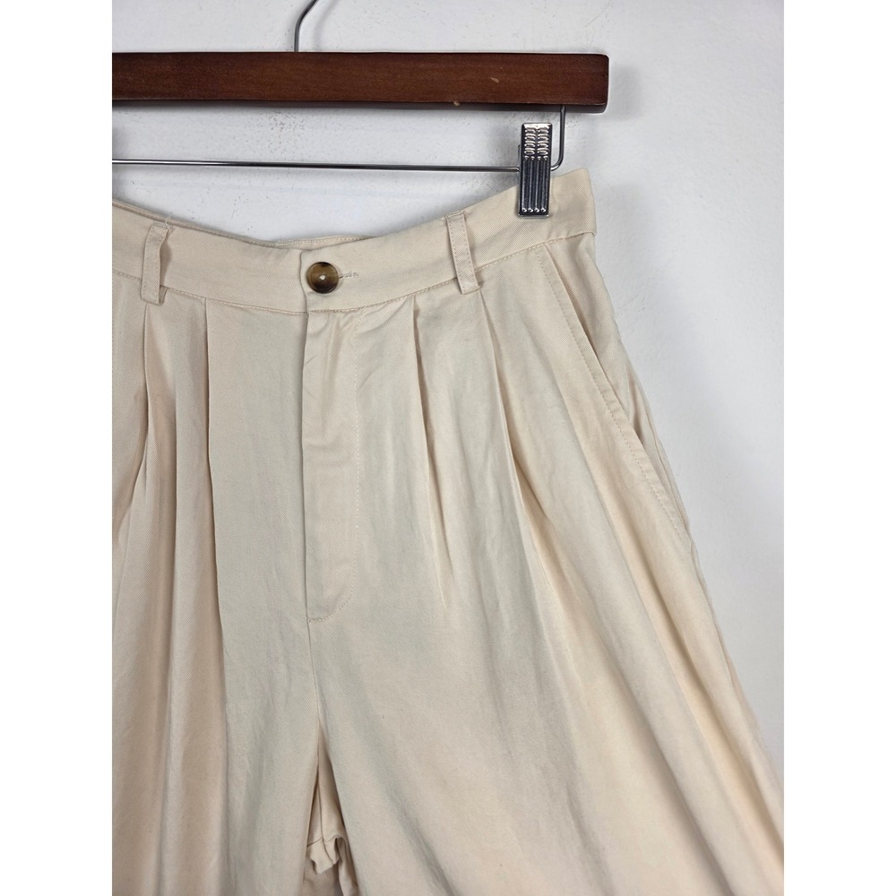 Reformation Cream Pleated High Waist‎ Wide Leg Tencel Trousers Pants 6P Petite - Picture 3 of 7